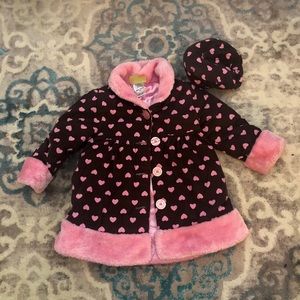 Toddlers lined coat with matching hat